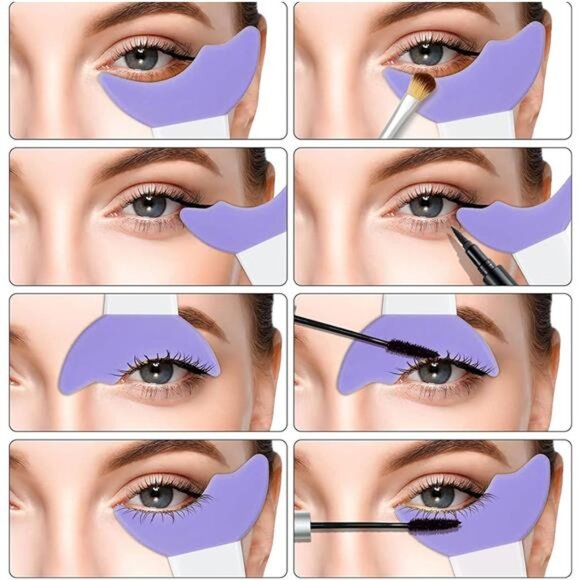 4Pcs Eyeliner Stencils Reusable Silicone Eyeliner guard(Purple) - Picture 6 of 7